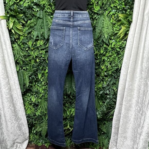 Y2K CELLO Jeans Women 9 Blue‎ Denim Bell Bottom Flared Distressed 2714 - Picture 9 of 9